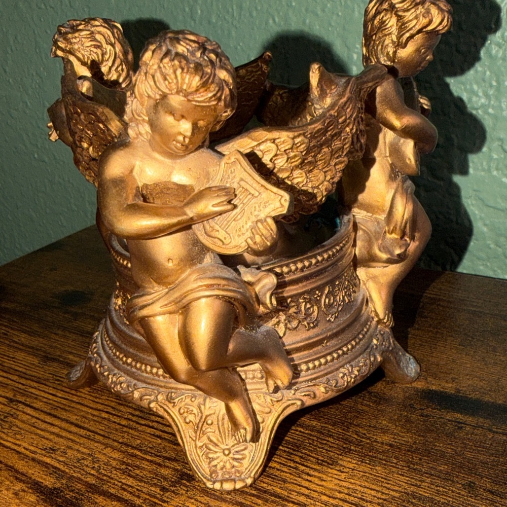 Vintage Gold Cherub Candle Holder - Picture 12 of 16